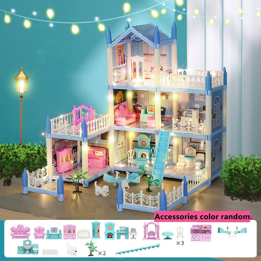 3d Assembly Diy Doll House Miniature Model Doll House Accessories Villa Princess Castle