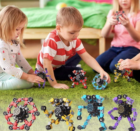 Transformable Fidget Spinners 4 Pcs for Kids and Adults Stress Relief Sensory Toys for ADHD and Autism